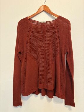 Rust Open Knit Grunge Fairy Sweater / Boho Open-Weave Pullover